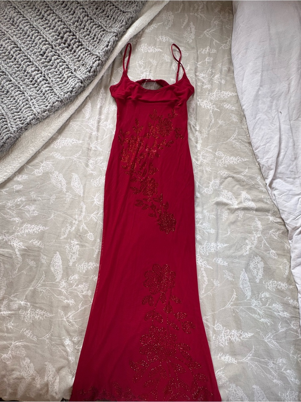 Tiger Mist Red Embellished Maxi Slip Dress